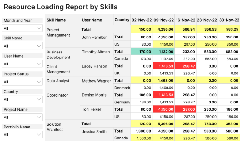 10+ Essential Resource Loading Reports | Birdview PSA